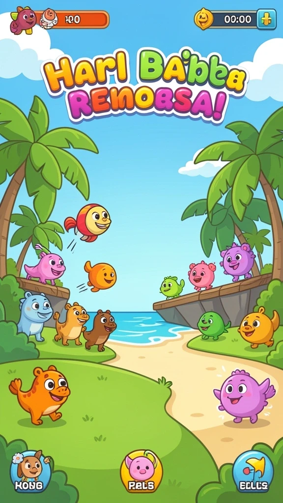 Tampilan awal game dengan karakter utama yang menawan.